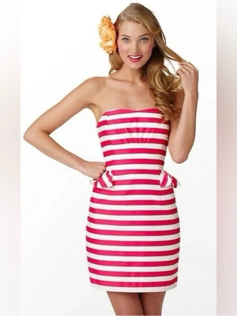 🌺 Lilly Pulitzer Maybell Strapless Dress – Azalea Pink Swizzle Stripe - Picture 3 of 5